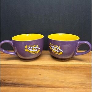 2 LSU Tigers Purple Ceramic Relief Mugs